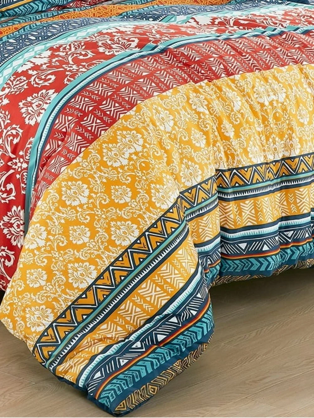 Bohemian Stripe Multi-Color Queen 3 piece Comforter Set